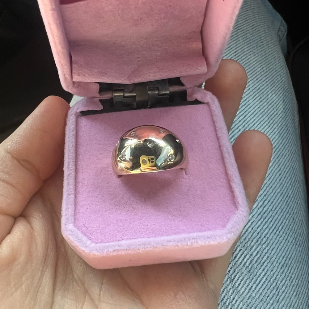 Vintage 14k chunky gold dome diamond celestial ring